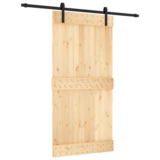 Sliding Door 100 x 210 cm Solid Pine Wood (Untreated)
