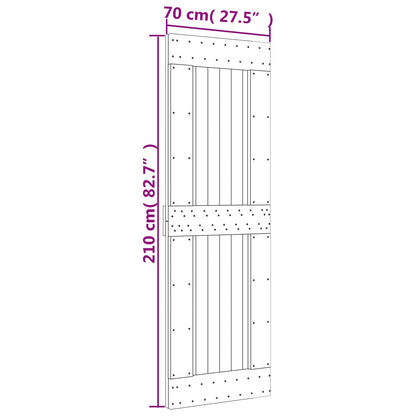 Sliding Door Natural and Black 70 x 210 cm Solid Pine Wood
