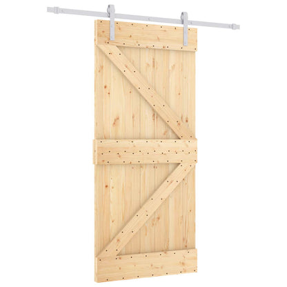 Sliding Door Natural and White 90 x 210 cm Solid Pine Wood