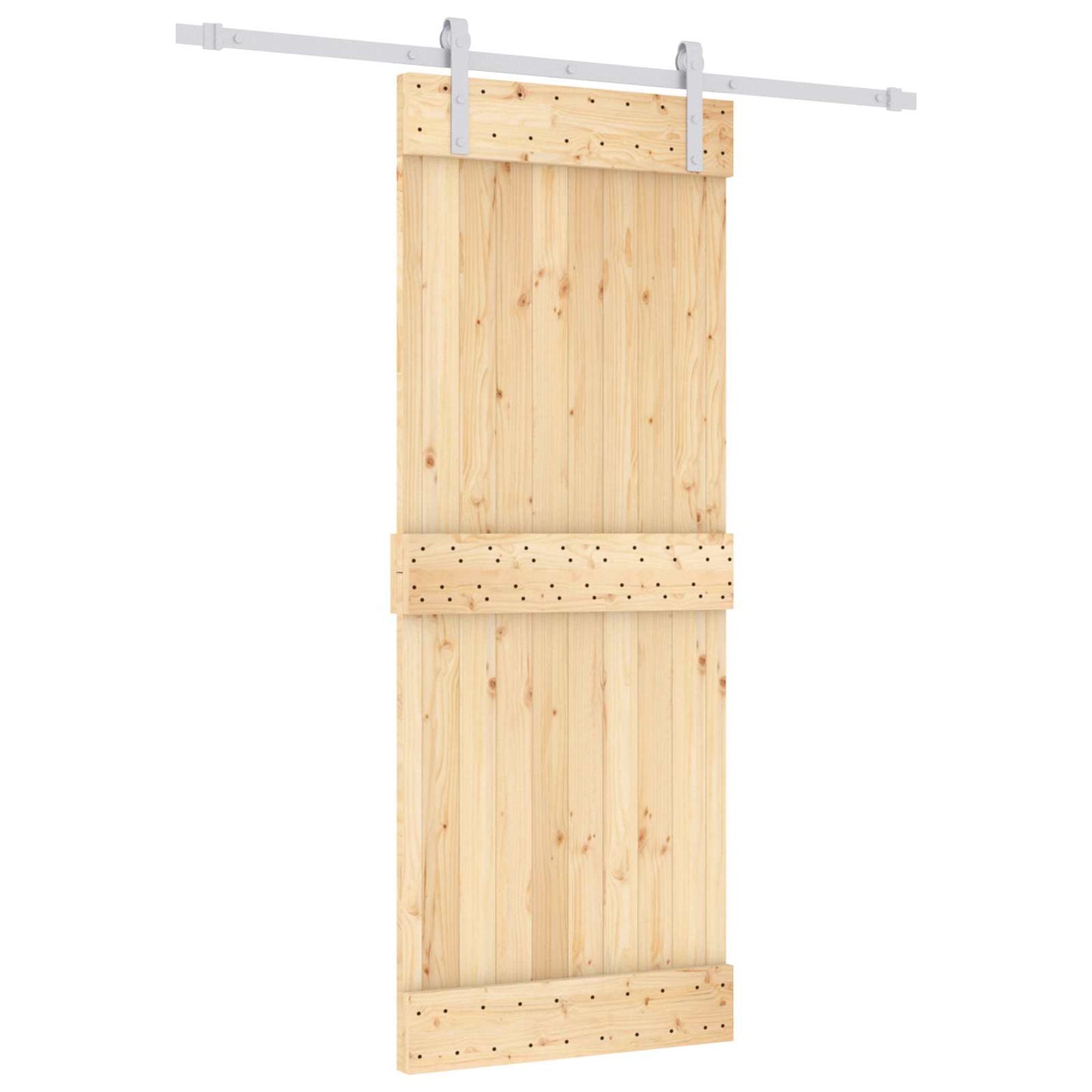 Sliding Door Natural and White 80 x 210 cm Solid Pine Wood