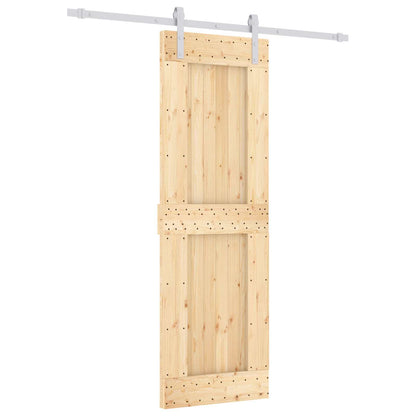 Sliding Door Natural and White 70 x 210 cm Solid Pine Wood