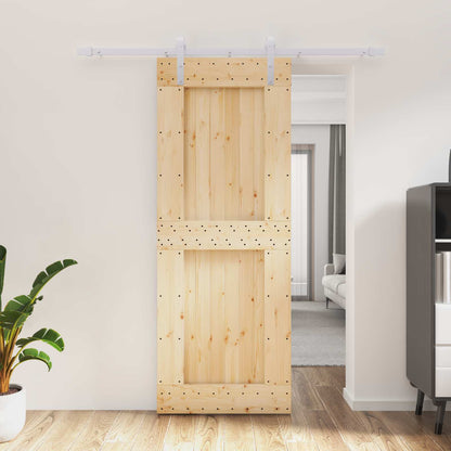 Sliding Door Natural and White 80 x 210 cm Solid Pine Wood