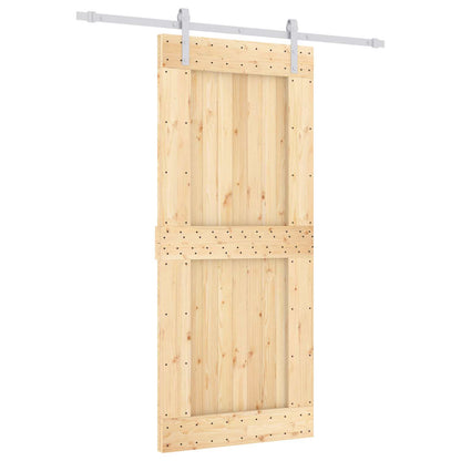 Sliding Door Natural and White 90 x 210 cm Solid Pine Wood