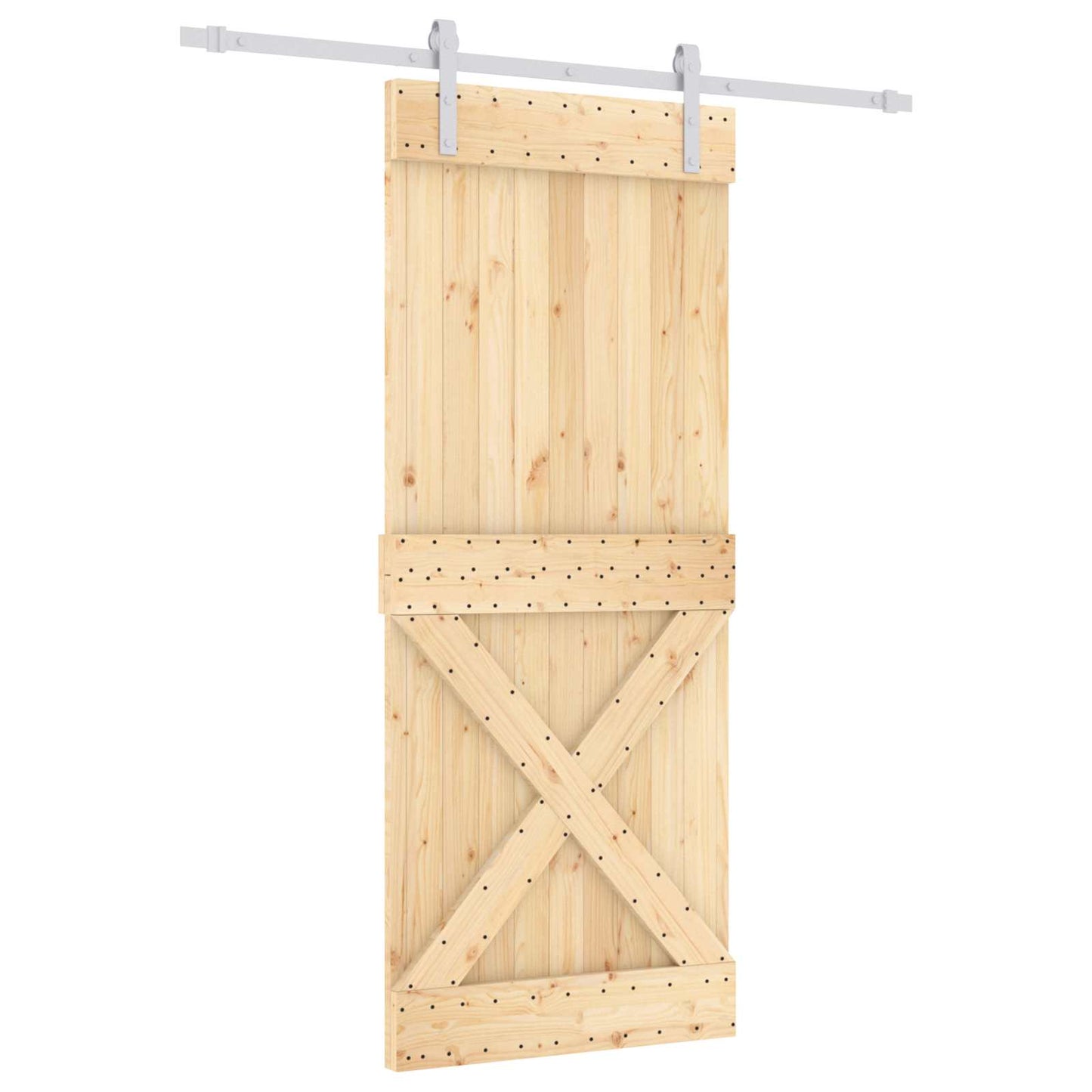 Sliding Door Natural and White 85 x 210 cm Solid Pine Wood