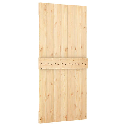 Sliding Door Natural and White 95 x 210 cm Solid Pine Wood