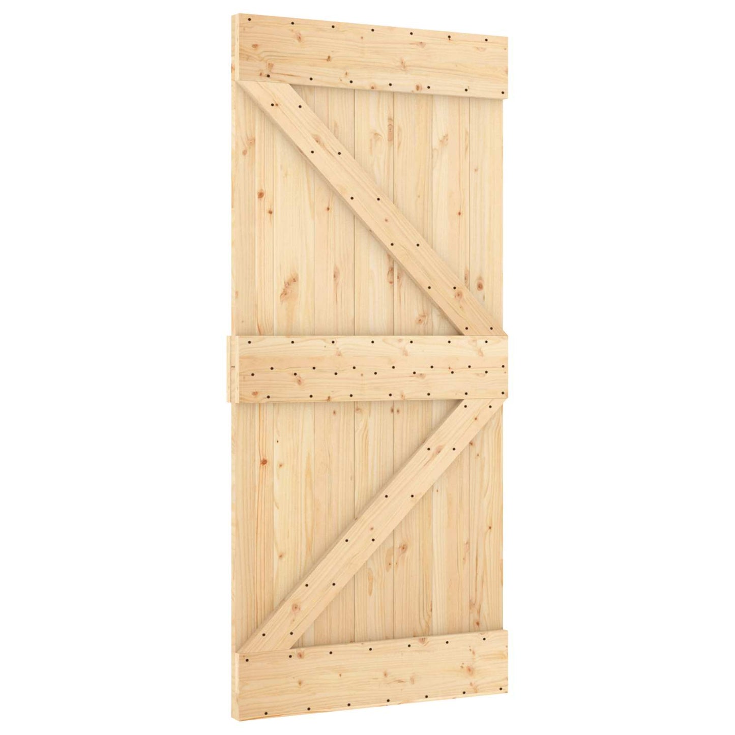 Sliding Door Natural and White 100 x 210 cm Solid Pine Wood