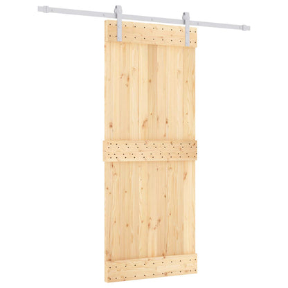 Sliding Door Natural and White 85 x 210 cm Solid Pine Wood