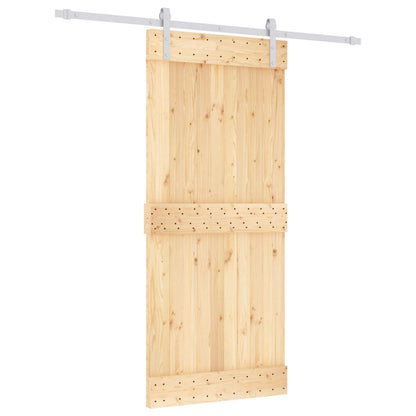 Sliding Door Natural and White 90 x 210 cm Solid Pine Wood