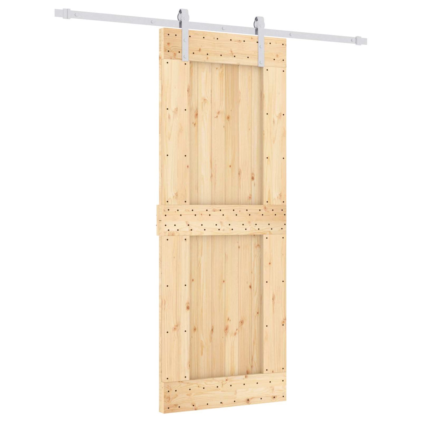 Sliding Door Natural and White 80 x 210 cm Solid Pine Wood