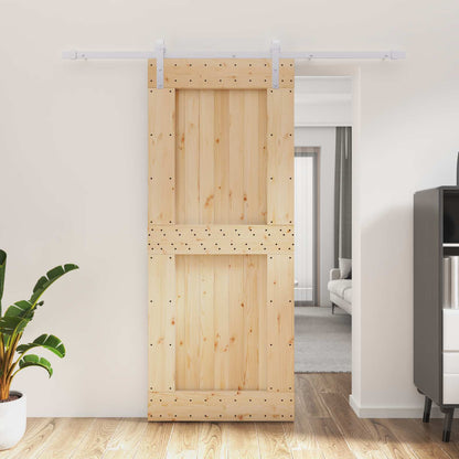 Sliding Door Natural and White 85 x 210 cm Solid Pine Wood