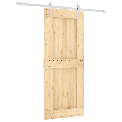 Sliding Door Natural and White 85 x 210 cm Solid Pine Wood