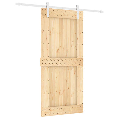 Sliding Door Natural and White 95 x 210 cm Solid Pine Wood