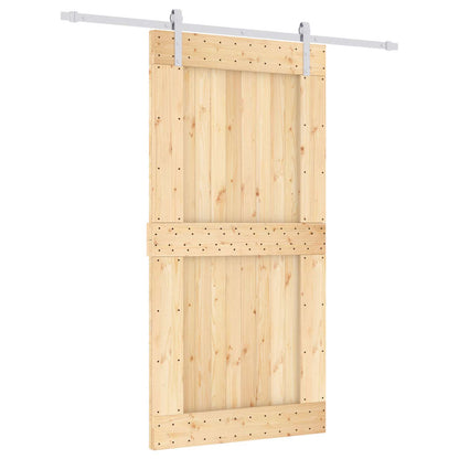 Sliding Door Natural and White 100 x 210 cm Solid Pine Wood