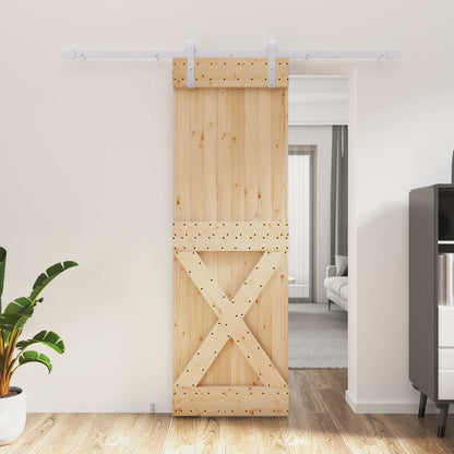 Sliding Door Natural and White 70 x 210 cm Solid Pine Wood