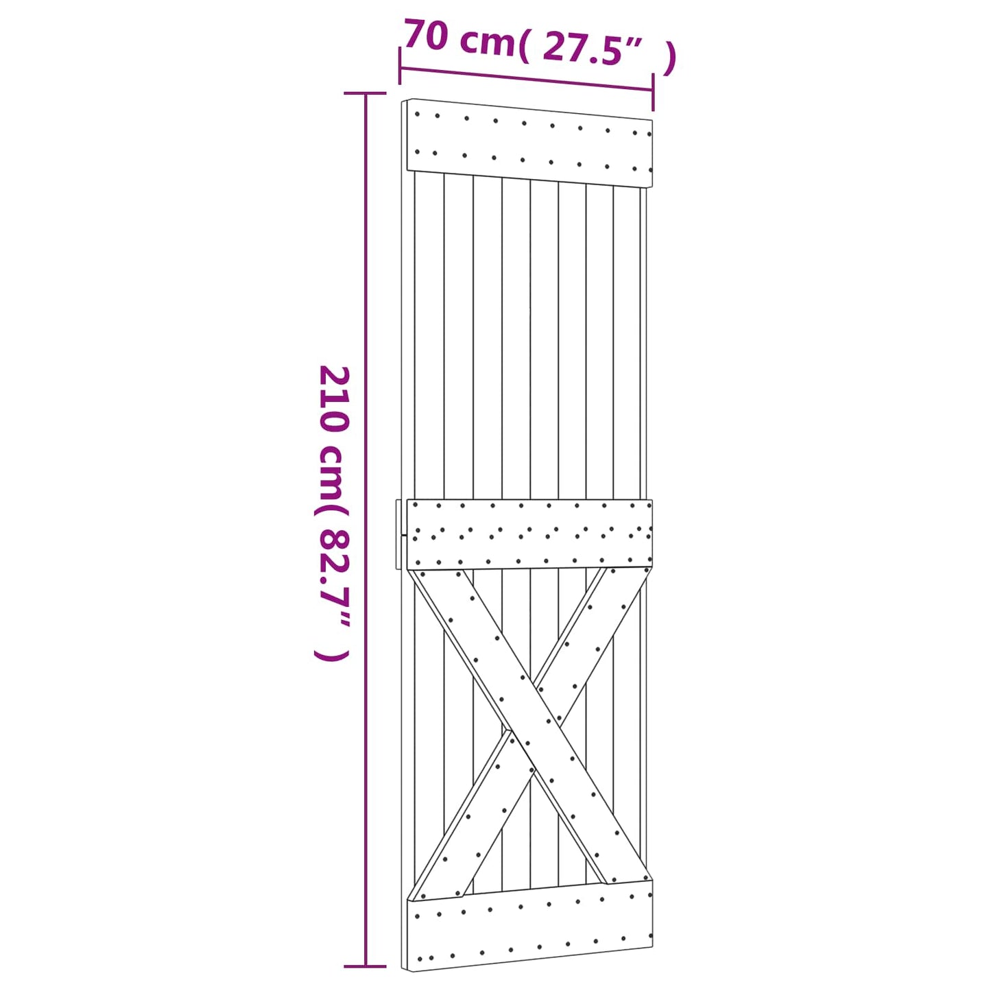 Sliding Door Natural and White 70 x 210 cm Solid Pine Wood