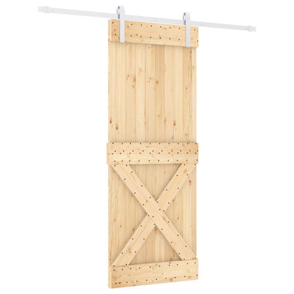 Sliding Door Natural and White 80 x 210 cm Solid Pine Wood