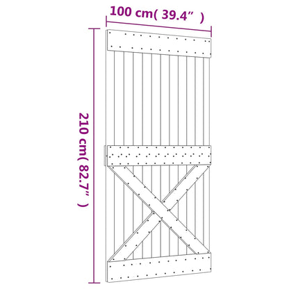 Sliding Door Natural and White 100 x 210 cm Solid Pine Wood