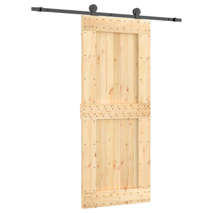 Sliding Door Natural and Black 85 x 210 cm Solid Pine Wood
