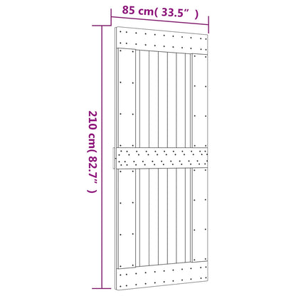 Sliding Door Natural and Black 85 x 210 cm Solid Pine Wood