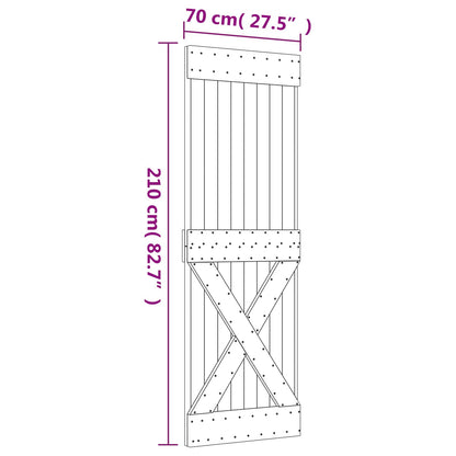 Sliding Door Natural and Black 70 x 210 cm Solid Pine Wood