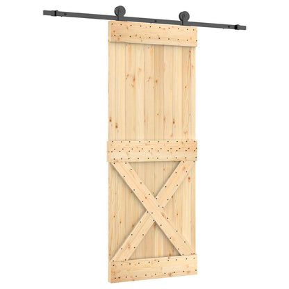 Sliding Door Natural and Black 80 x 210 cm Solid Pine Wood