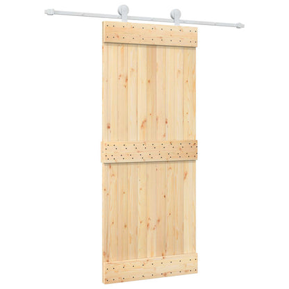 Sliding Door Natural and White 85 x 210 cm Solid Pine Wood