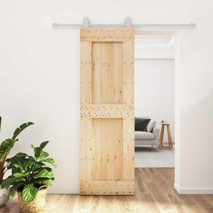 Sliding Door Natural and White 70 x 210 cm Solid Pine Wood