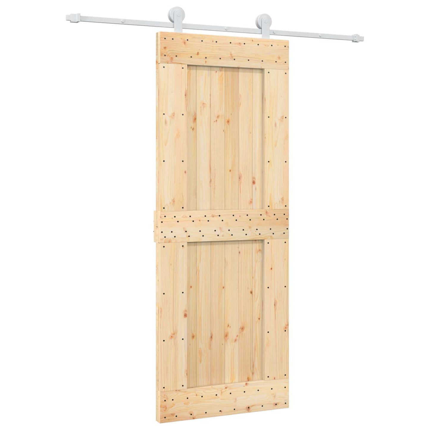 Sliding Door Natural and White 80 x 210 cm Solid Pine Wood