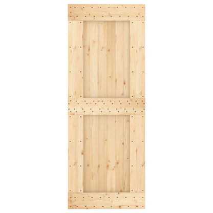 Sliding Door Natural and White 80 x 210 cm Solid Pine Wood