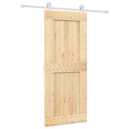 Sliding Door Natural and White 85 x 210 cm Solid Pine Wood