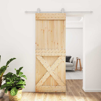 Sliding Door Natural and White 80 x 210 cm Solid Pine Wood