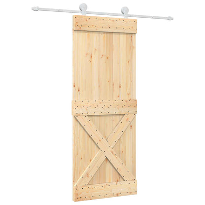 Sliding Door Natural and White 80 x 210 cm Solid Pine Wood