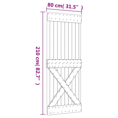 Sliding Door Natural and White 80 x 210 cm Solid Pine Wood