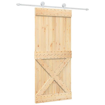 Sliding Door Natural and White 90 x 210 cm Solid Pine Wood