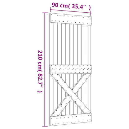 Sliding Door Natural and White 90 x 210 cm Solid Pine Wood
