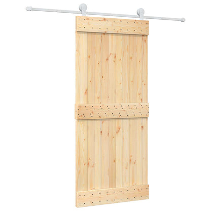 Sliding Door Natural and White 90 x 210 cm Solid Pine Wood