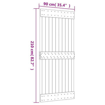 Sliding Door Natural and White 90 x 210 cm Solid Pine Wood