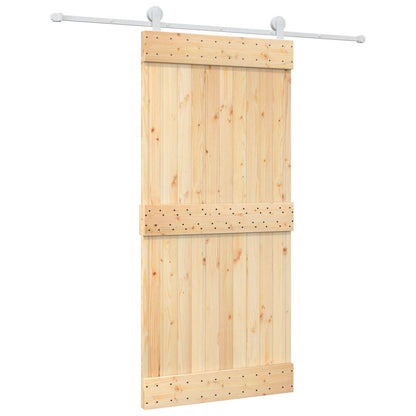 Sliding Door Natural and White 95 x 210 cm Solid Pine Wood