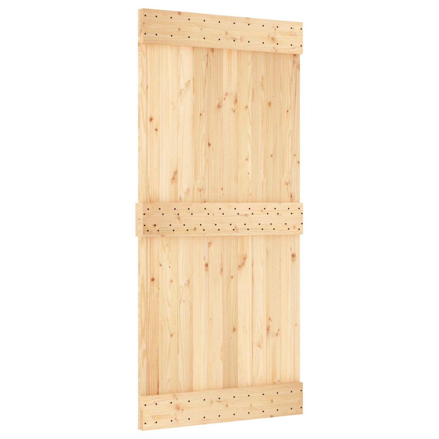 Sliding Door Natural and White 95 x 210 cm Solid Pine Wood