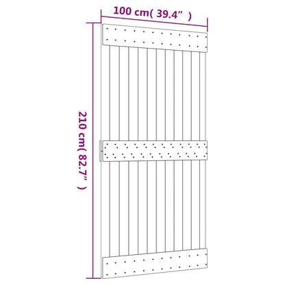 Sliding Door Natural and White 100 x 210 cm Solid Pine Wood