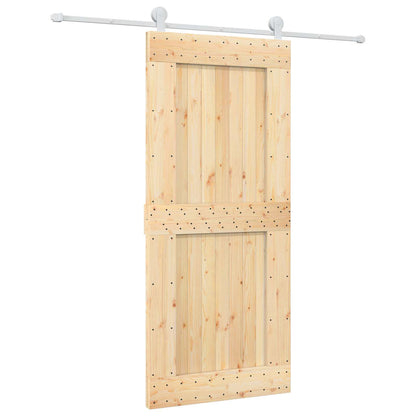 Sliding Door Natural and White 90 x 210 cm Solid Pine Wood