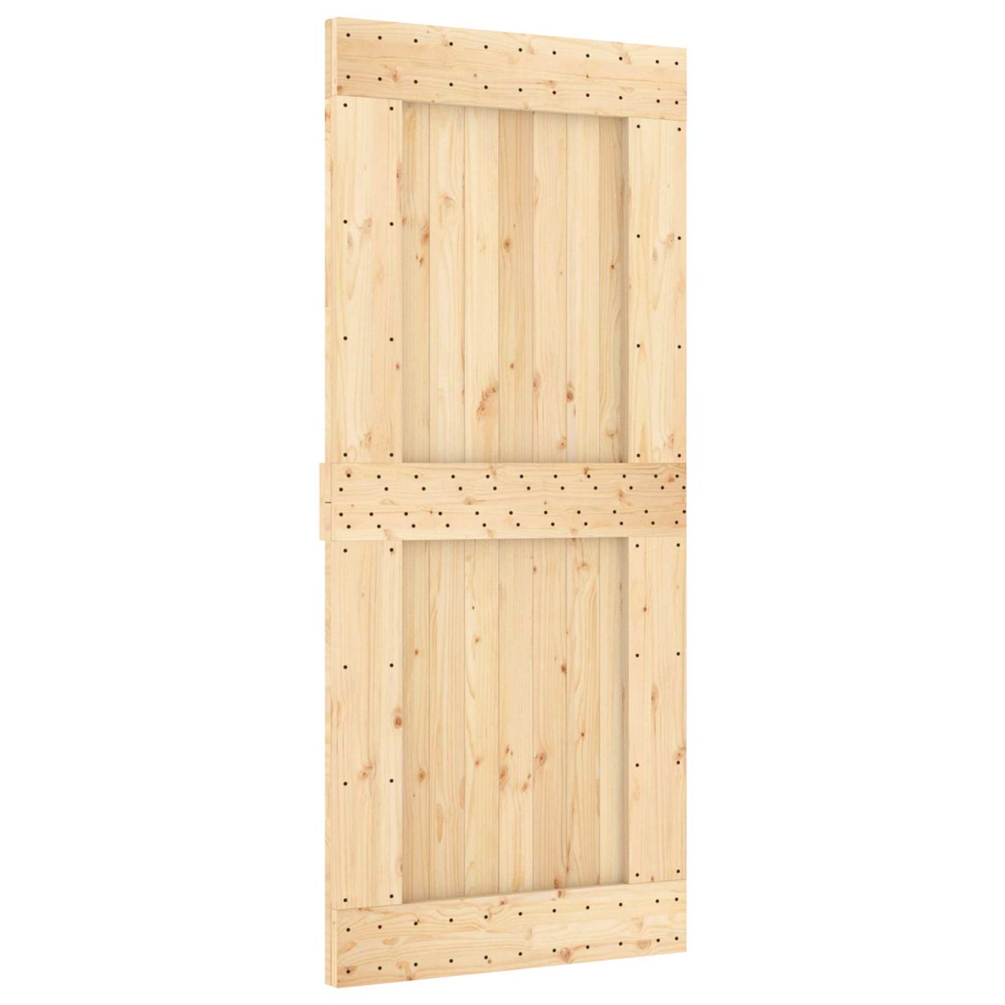 Sliding Door Natural and White 90 x 210 cm Solid Pine Wood