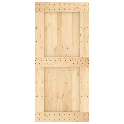 Sliding Door Natural and White 95 x 210 cm Solid Pine Wood