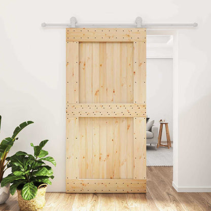 Sliding Door Natural and White Solid Pine Wood (Untreated)