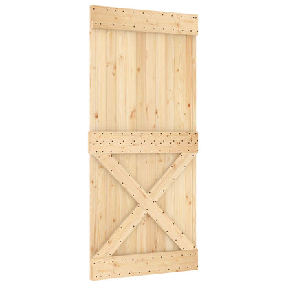Sliding Door Natural and White 95 x 210 cm Solid Pine Wood
