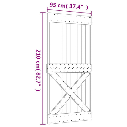Sliding Door Natural and White 95 x 210 cm Solid Pine Wood