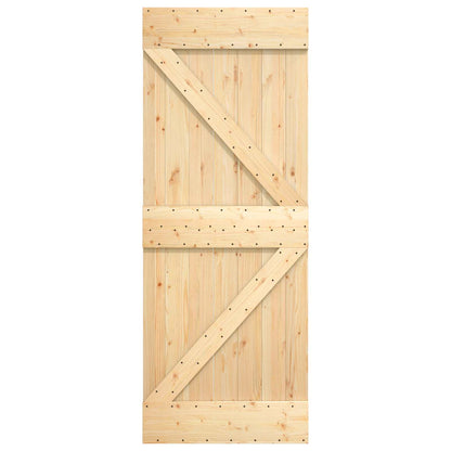 Sliding Door Natural and Black 85 x 210 cm Solid Pine Wood