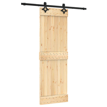 Sliding Door Natural and Black 70 x 210 cm Solid Pine Wood