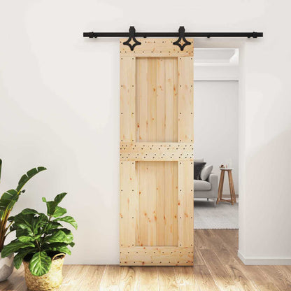 Sliding Door Natural and Black 70 x 210 cm Solid Pine Wood