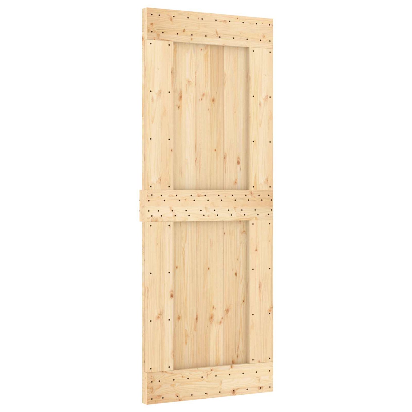 Sliding Door Natural and Black 80 x 210 cm Solid Pine Wood